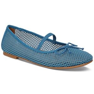 Zodiac Idra Mary Jane Bow Ballet Flats Blue Mesh Size 6